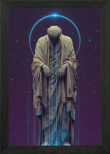 Digital statue with - neon, halo
